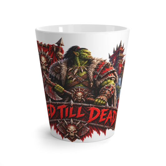 Orc Warrior Latte Mug — 'Red Till Dead' Fantasy Gaming Coffee Cup