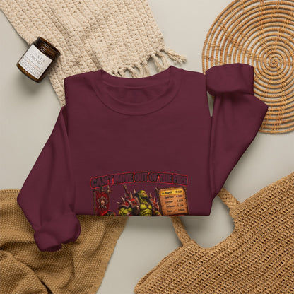 Crewneck Sweatshirt — Retro Dungeons & Dragons Goblin Art "Get Out of the Fire" RPG Gaming Tee