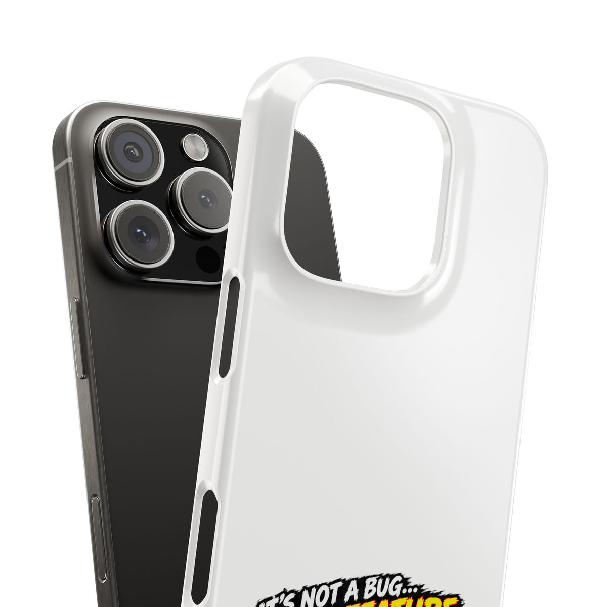 Slim Phone Case — "It's Not a Bug, It's a Feature" Rustic Camping Design