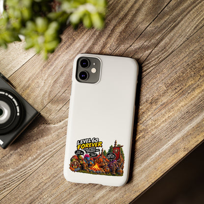 Level 60 Forever Slim Phone Case — Retro RPG Camping Gamer Design