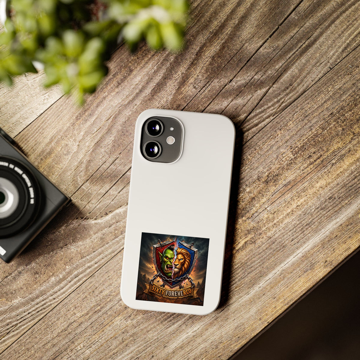 Slim Phone Case — Fantasy Shield Orc & Lion Crest "Sixty Forever"