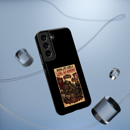 Phone Case — 'Social Life: Level 0 — Level 60 Achieved (Skull Banner)' Heavy-Duty Impact-Resistant Phone Case
