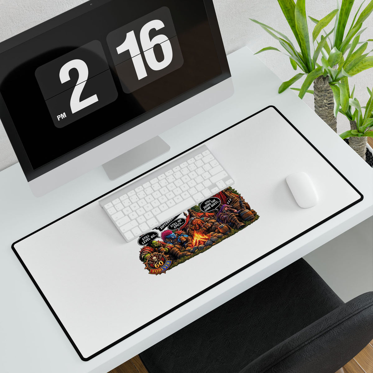 Level 60 Forever Gaming Desk Mat — RPG Campfire Mousepad
