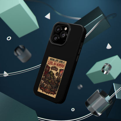 Phone Case — 'Social Life: Level 0 — Level 60 Achieved (Skull Banner)' Heavy-Duty Impact-Resistant Phone Case