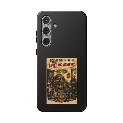 Phone Case — 'Social Life: Level 0 — Level 60 Achieved (Lion Banner)' Heavy-Duty Impact-Resistant Phone Case