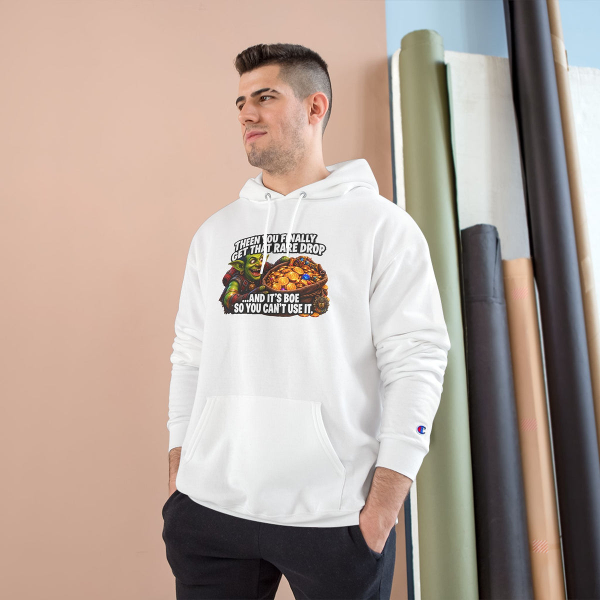 Gamer Meme Hoodie — "Then You Finally Get That Rare Drop and It's BoE So You Can't Use It"