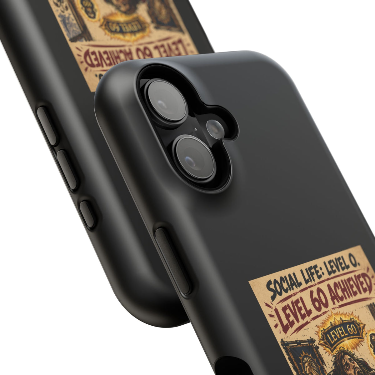 Phone Case — 'Social Life: Level 0 — Level 60 Achieved (Lion Banner)' Heavy-Duty Impact-Resistant Phone Case
