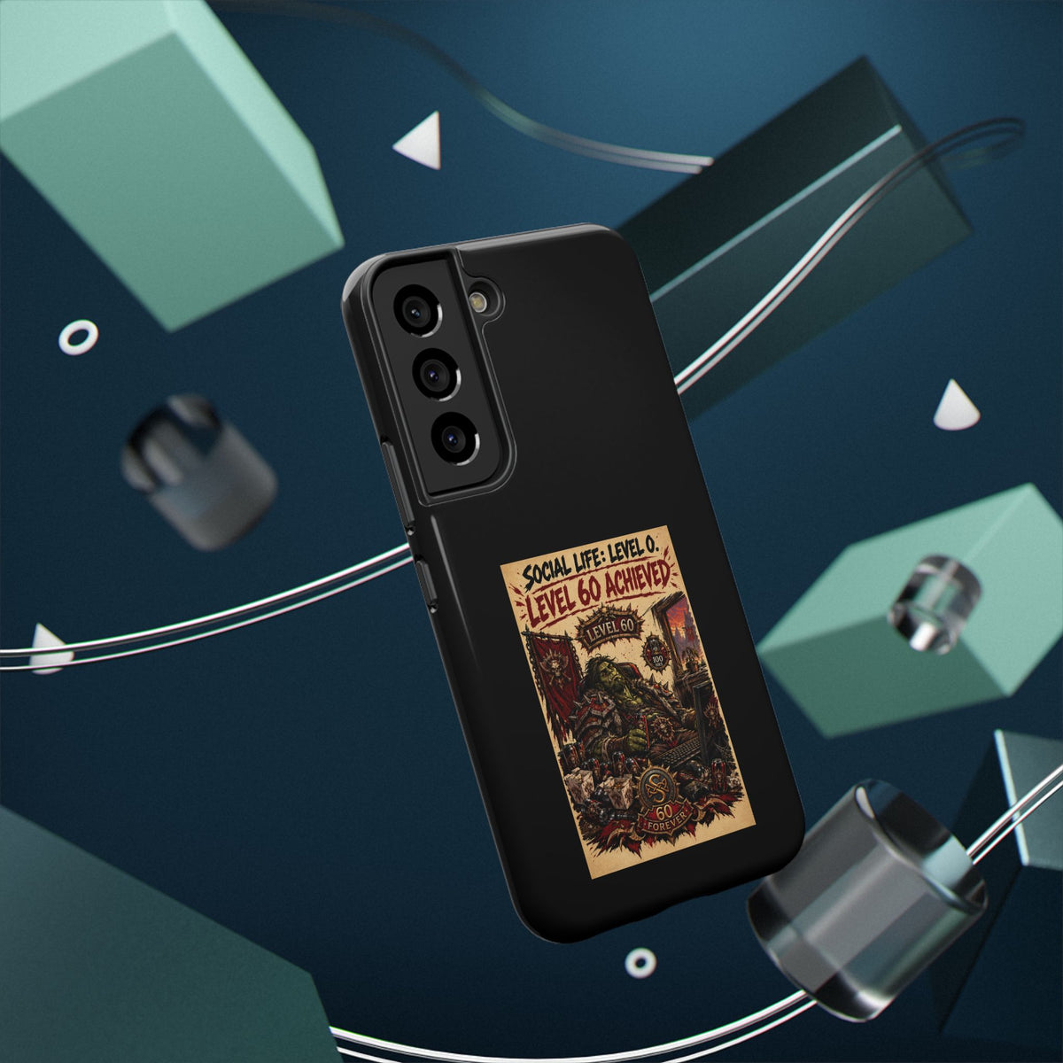 Phone Case — 'Social Life: Level 0 — Level 60 Achieved (Skull Banner)' Heavy-Duty Impact-Resistant Phone Case