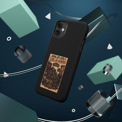 Phone Case — 'Social Life: Level 0 — Level 60 Achieved (Skull Banner)' Heavy-Duty Impact-Resistant Phone Case