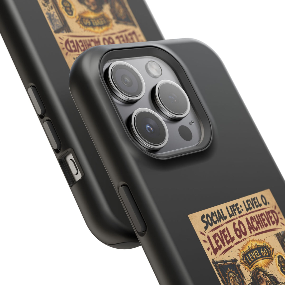 Phone Case — 'Social Life: Level 0 — Level 60 Achieved (Lion Banner)' Heavy-Duty Impact-Resistant Phone Case