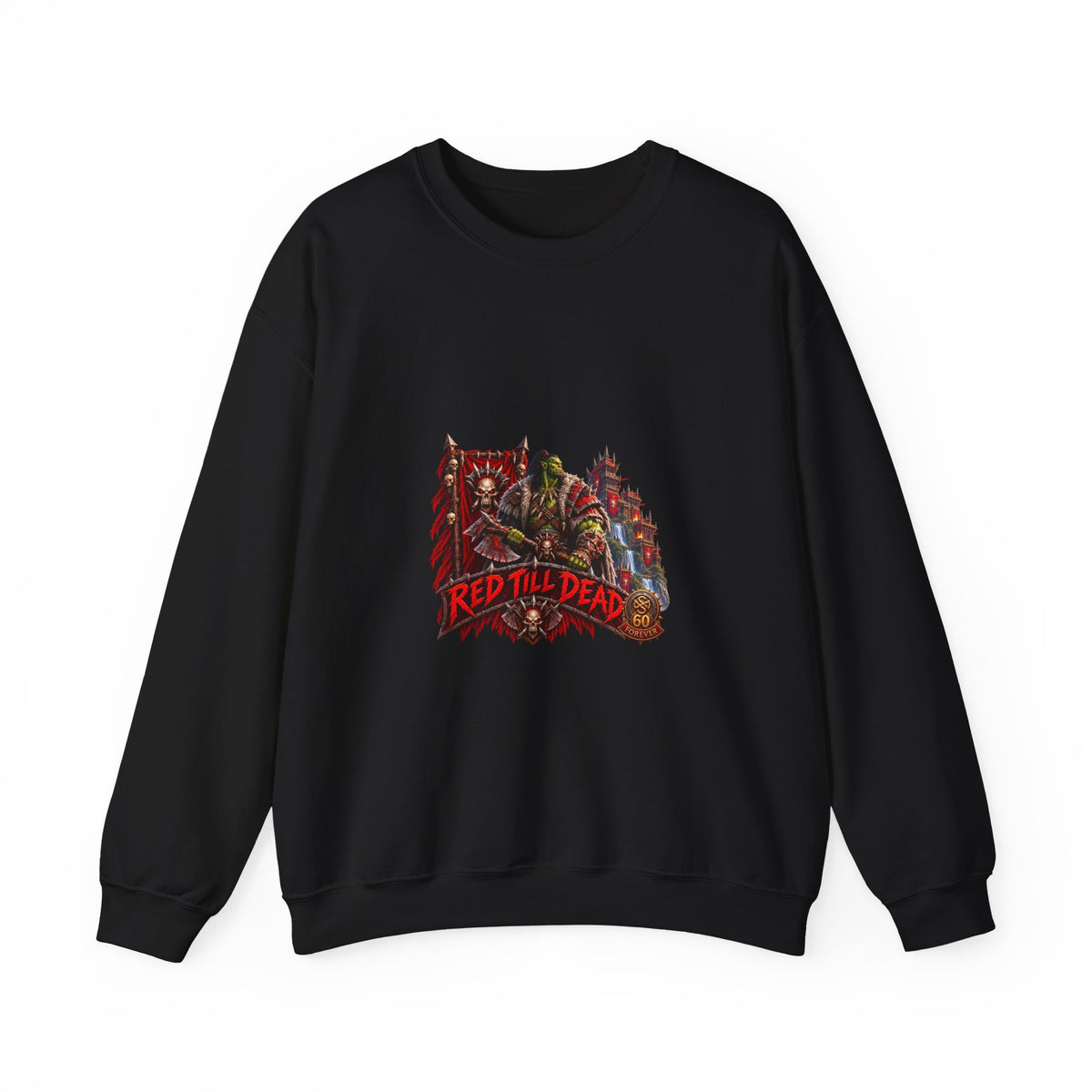 Red Till Dead Graphic Sweatshirt — Gothic Skeleton Horror Crewneck