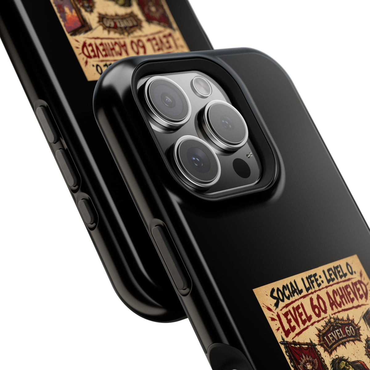 Phone Case — 'Social Life: Level 0 — Level 60 Achieved (Skull Banner)' Heavy-Duty Impact-Resistant Phone Case