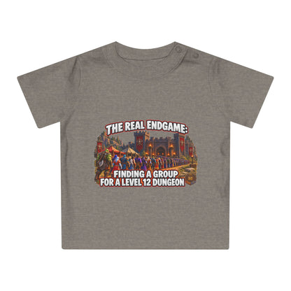 Baby T-Shirt – “The Real Endgame: Finding A Group For A Level 12 Dungeon” Gamer Onesie