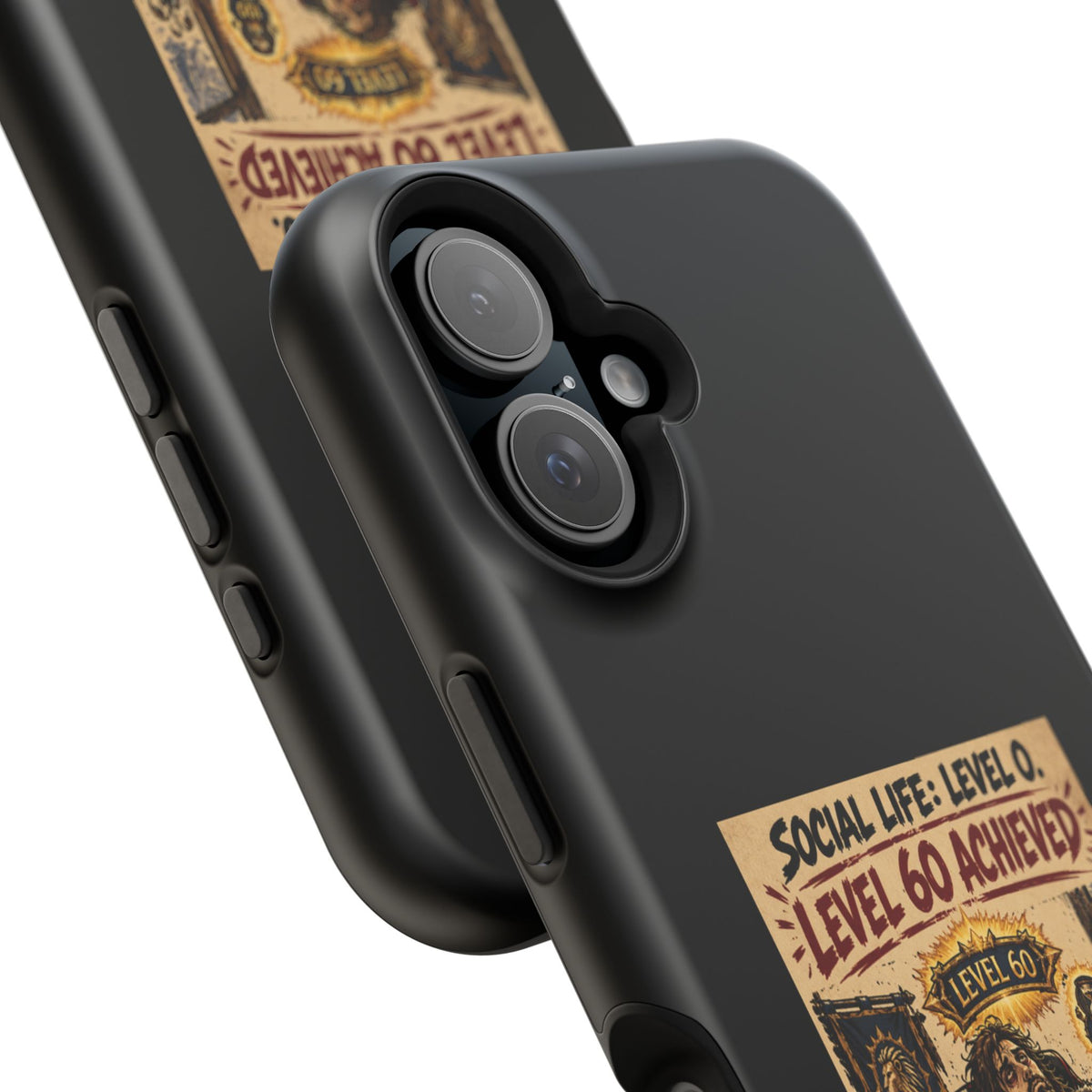 Phone Case — 'Social Life: Level 0 — Level 60 Achieved (Lion Banner)' Heavy-Duty Impact-Resistant Phone Case