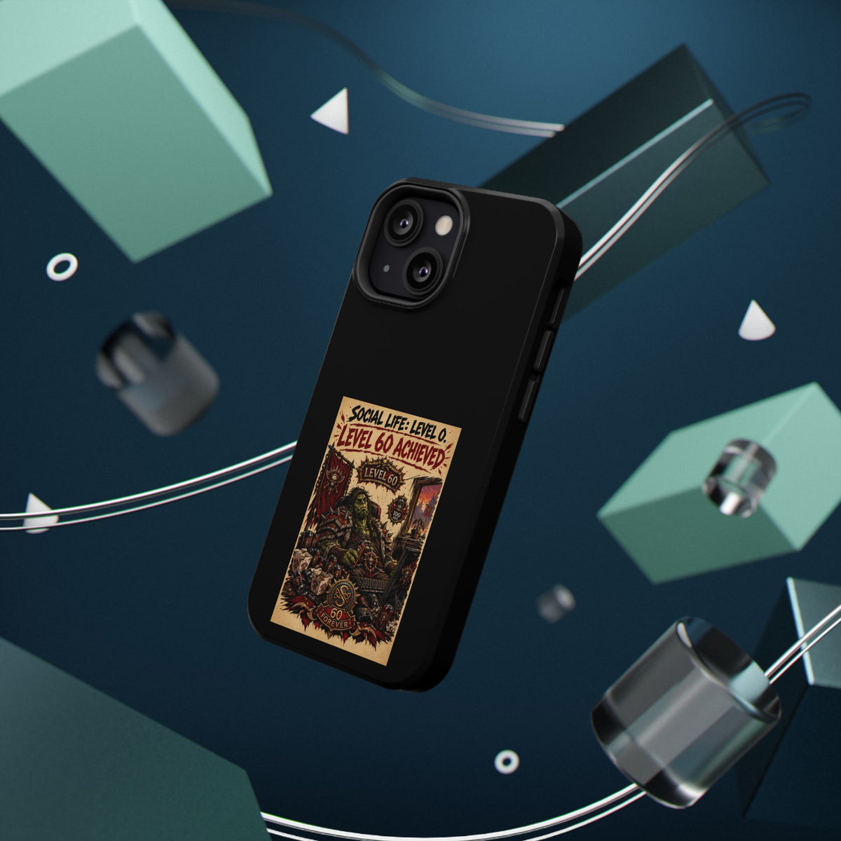 Phone Case — 'Social Life: Level 0 — Level 60 Achieved (Skull Banner)' Heavy-Duty Impact-Resistant Phone Case