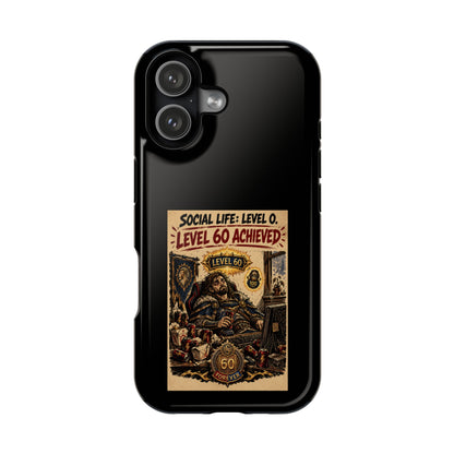 Phone Case — 'Social Life: Level 0 — Level 60 Achieved (Lion Banner)' Heavy-Duty Impact-Resistant Phone Case