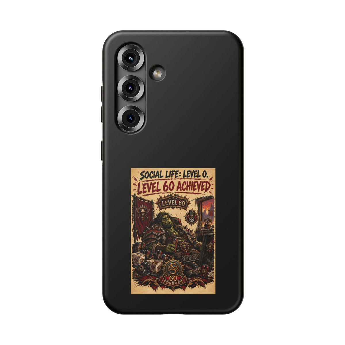 Phone Case — 'Social Life: Level 0 — Level 60 Achieved (Skull Banner)' Heavy-Duty Impact-Resistant Phone Case