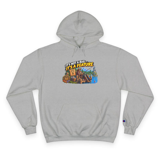 Champion Hoodie — "It's Not a Bug, It's a Feature" Retro Gamer Graphic Hoodie