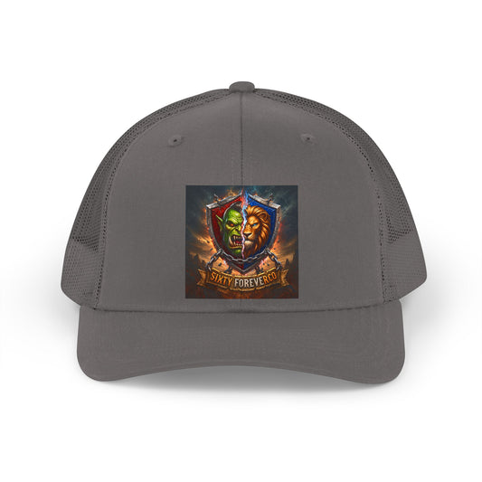 Trucker Hat — 'Stay Forever' Retro Lion & Mask Shield Graphic
