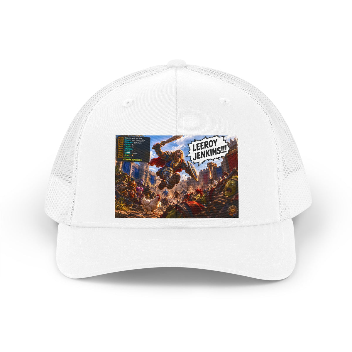 Trucker Hat — Retro 'Leeroy Jenkins!' Gaming Meme Patch