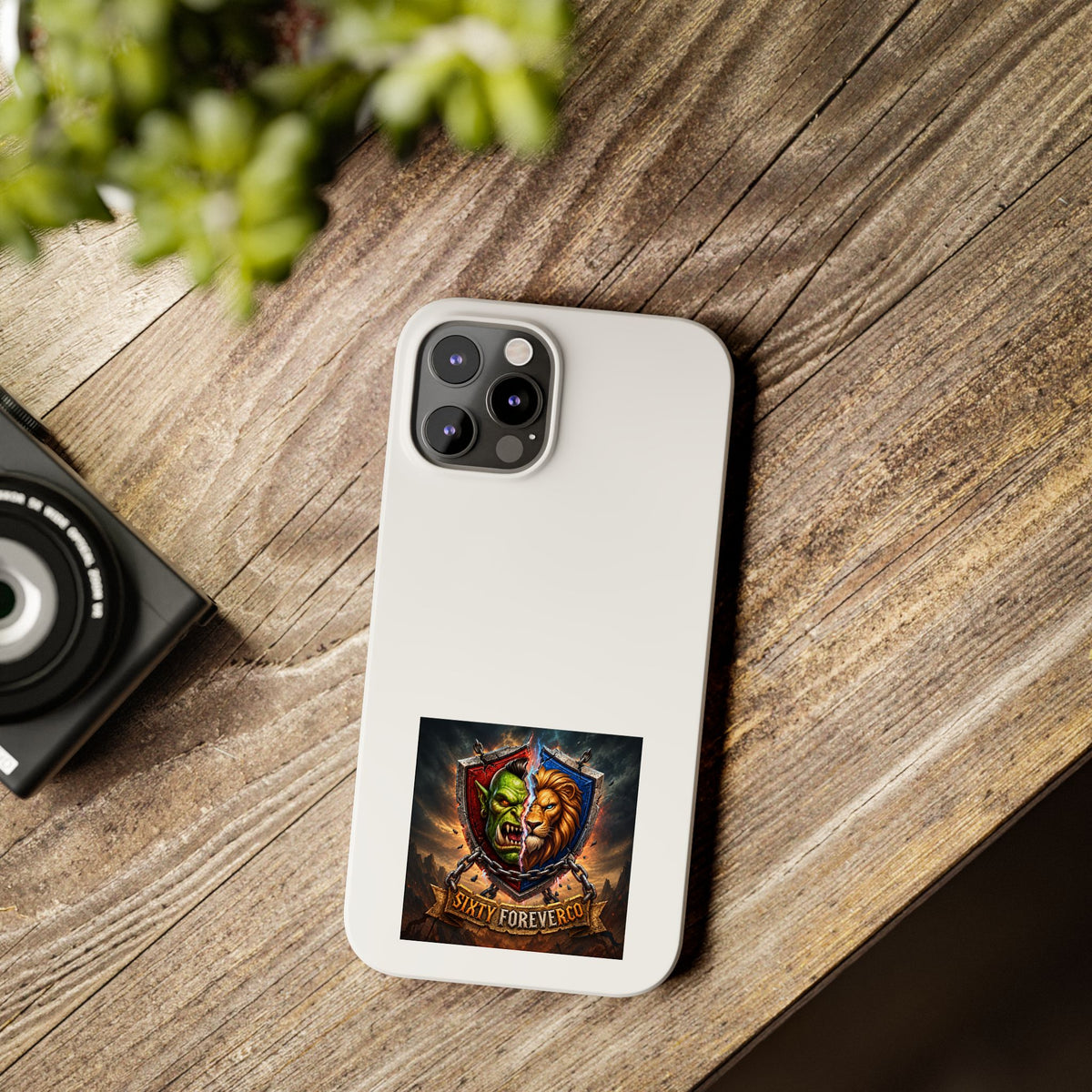 Slim Phone Case — Fantasy Shield Orc & Lion Crest "Sixty Forever"