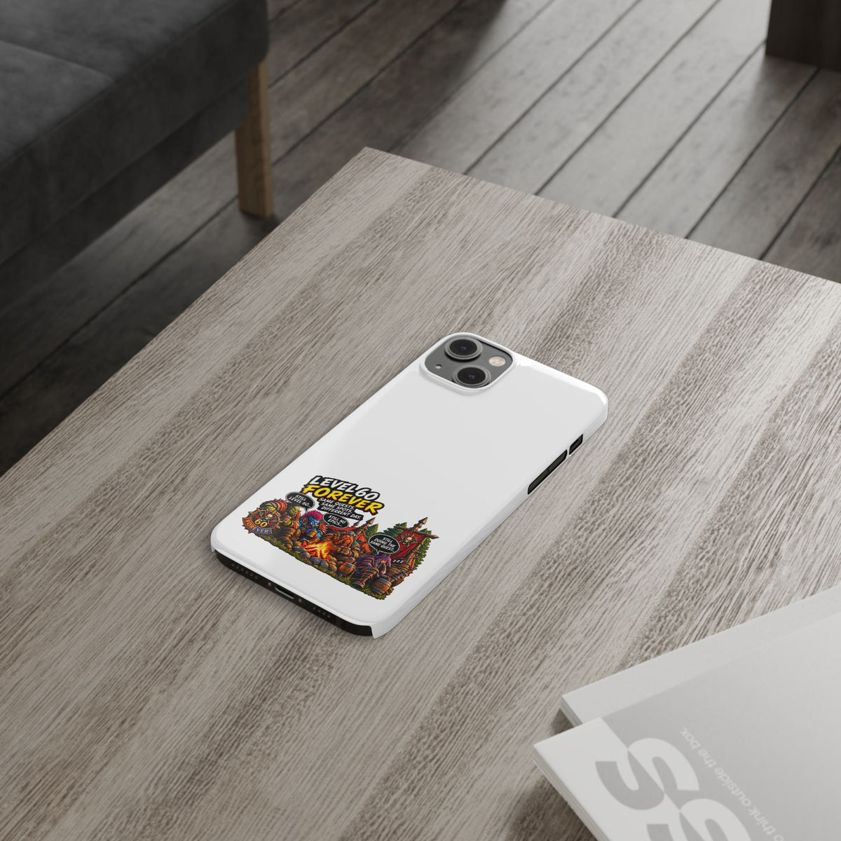 Level 60 Forever Slim Phone Case — Retro RPG Camping Gamer Design