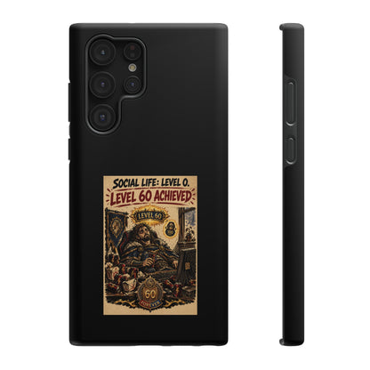 Phone Case — 'Social Life: Level 0 — Level 60 Achieved (Lion Banner)' Heavy-Duty Impact-Resistant Phone Case