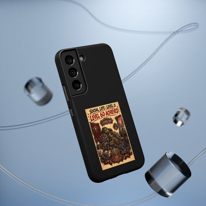 Phone Case — 'Social Life: Level 0 — Level 60 Achieved (Skull Banner)' Heavy-Duty Impact-Resistant Phone Case