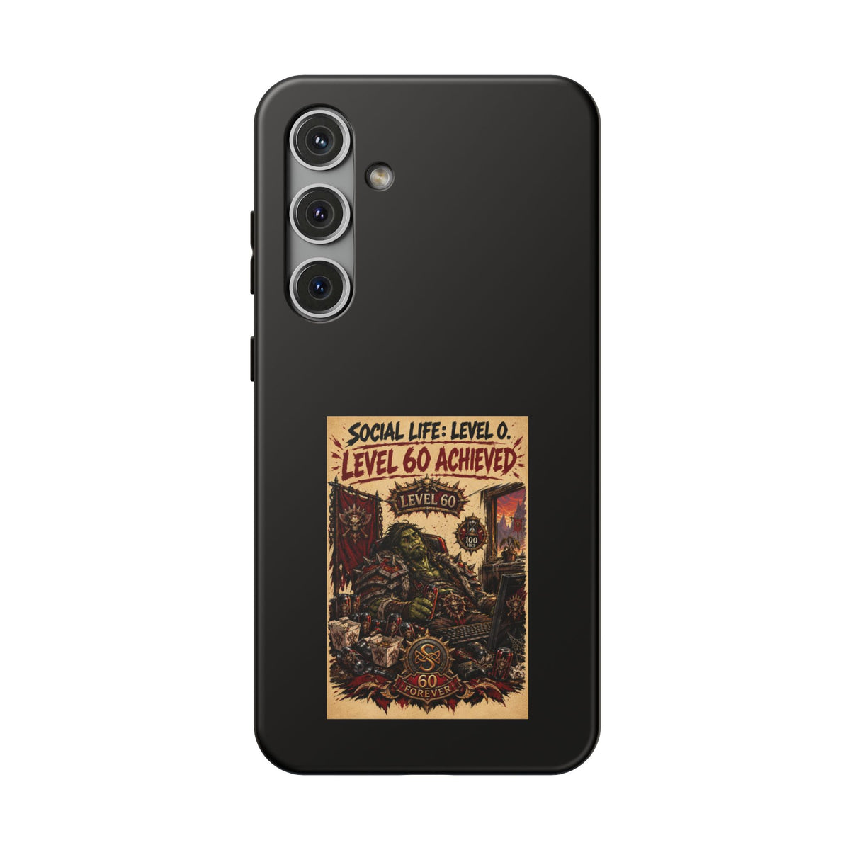 Phone Case — 'Social Life: Level 0 — Level 60 Achieved (Skull Banner)' Heavy-Duty Impact-Resistant Phone Case