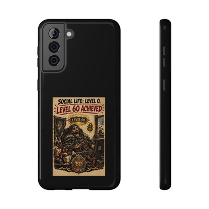 Phone Case — 'Social Life: Level 0 — Level 60 Achieved (Lion Banner)' Heavy-Duty Impact-Resistant Phone Case