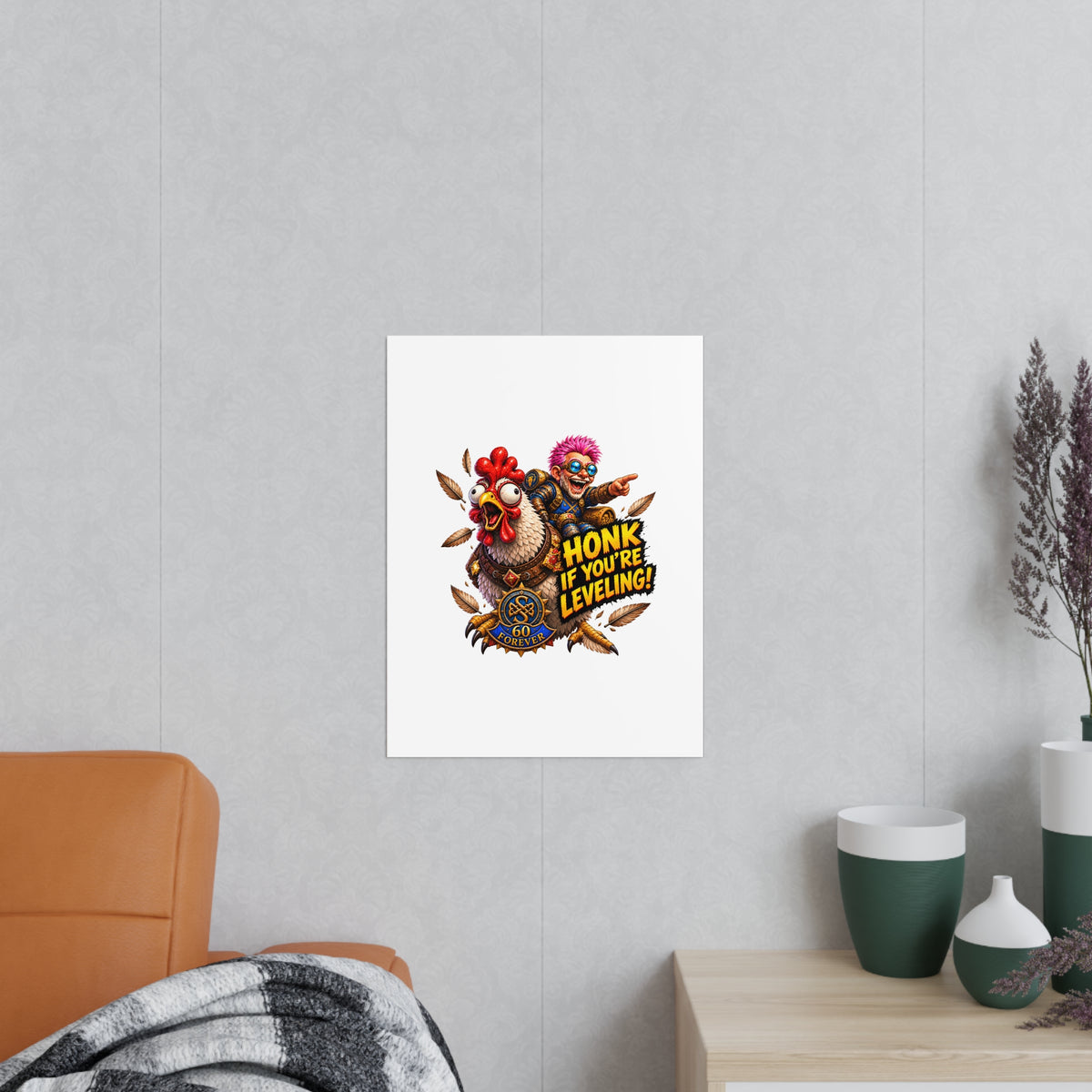 Honk If You're Leveling! Photopaper Poster – Gamer Chicken Art Print