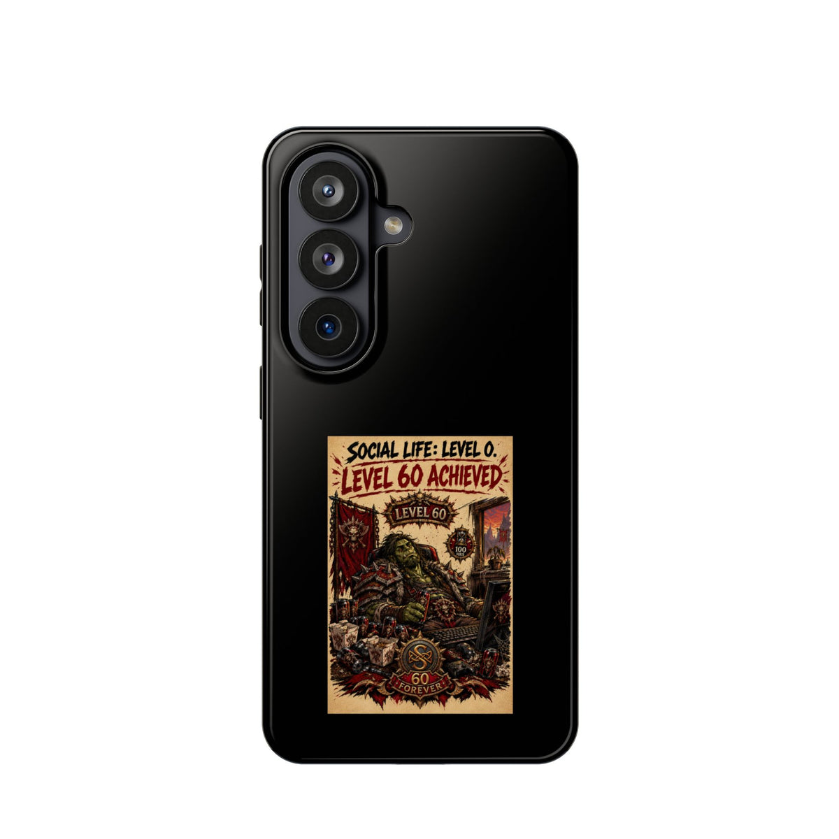 Phone Case — 'Social Life: Level 0 — Level 60 Achieved (Skull Banner)' Heavy-Duty Impact-Resistant Phone Case