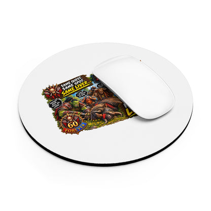 Never Pass Level 60 Gaming Mouse Pad — Retro MMO Grind Design