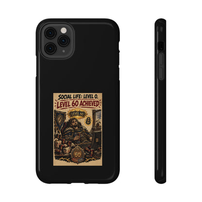 Phone Case — 'Social Life: Level 0 — Level 60 Achieved (Lion Banner)' Heavy-Duty Impact-Resistant Phone Case