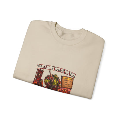 Crewneck Sweatshirt — Retro Dungeons & Dragons Goblin Art "Get Out of the Fire" RPG Gaming Tee