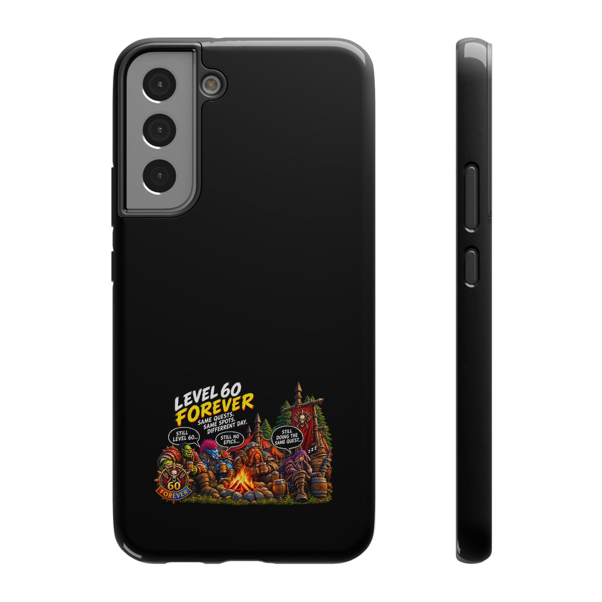 Phone Case — 'Level 60 Forever Campfire' Heavy-Duty Impact-Resistant Phone Case