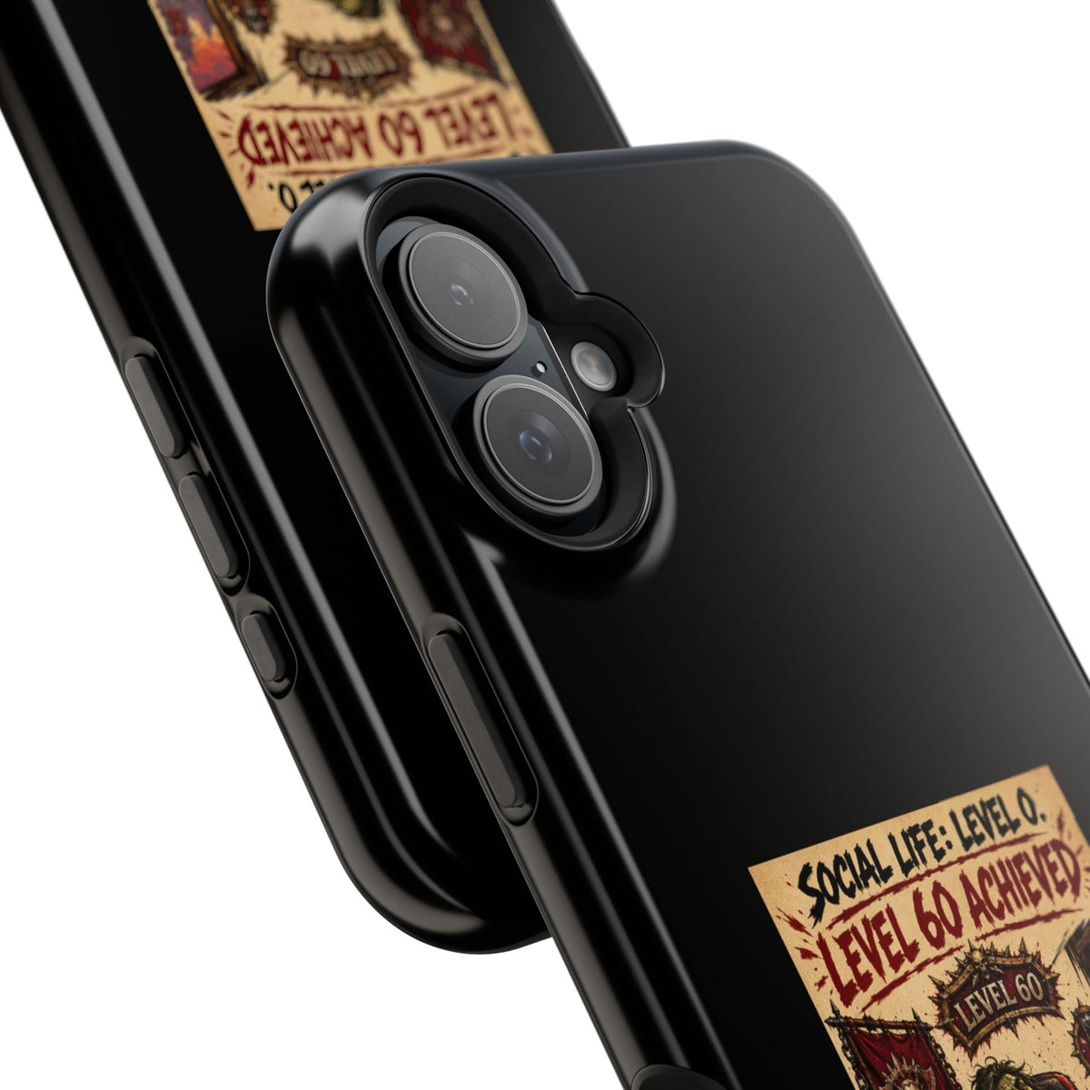Phone Case — 'Social Life: Level 0 — Level 60 Achieved (Skull Banner)' Heavy-Duty Impact-Resistant Phone Case