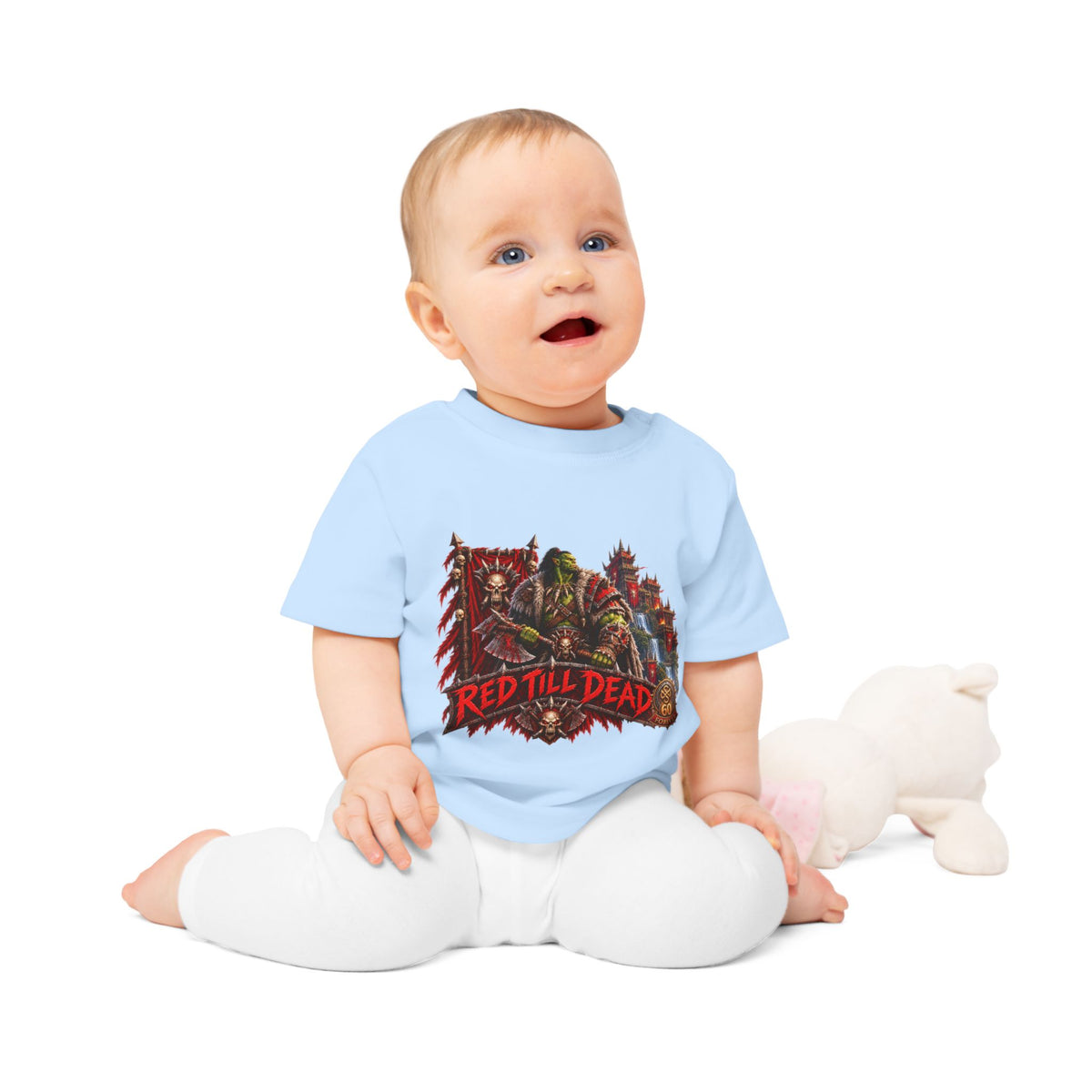 Baby T-Shirt — "Red Till Dead" Fantasy Orc & Warrior Graphic Tee