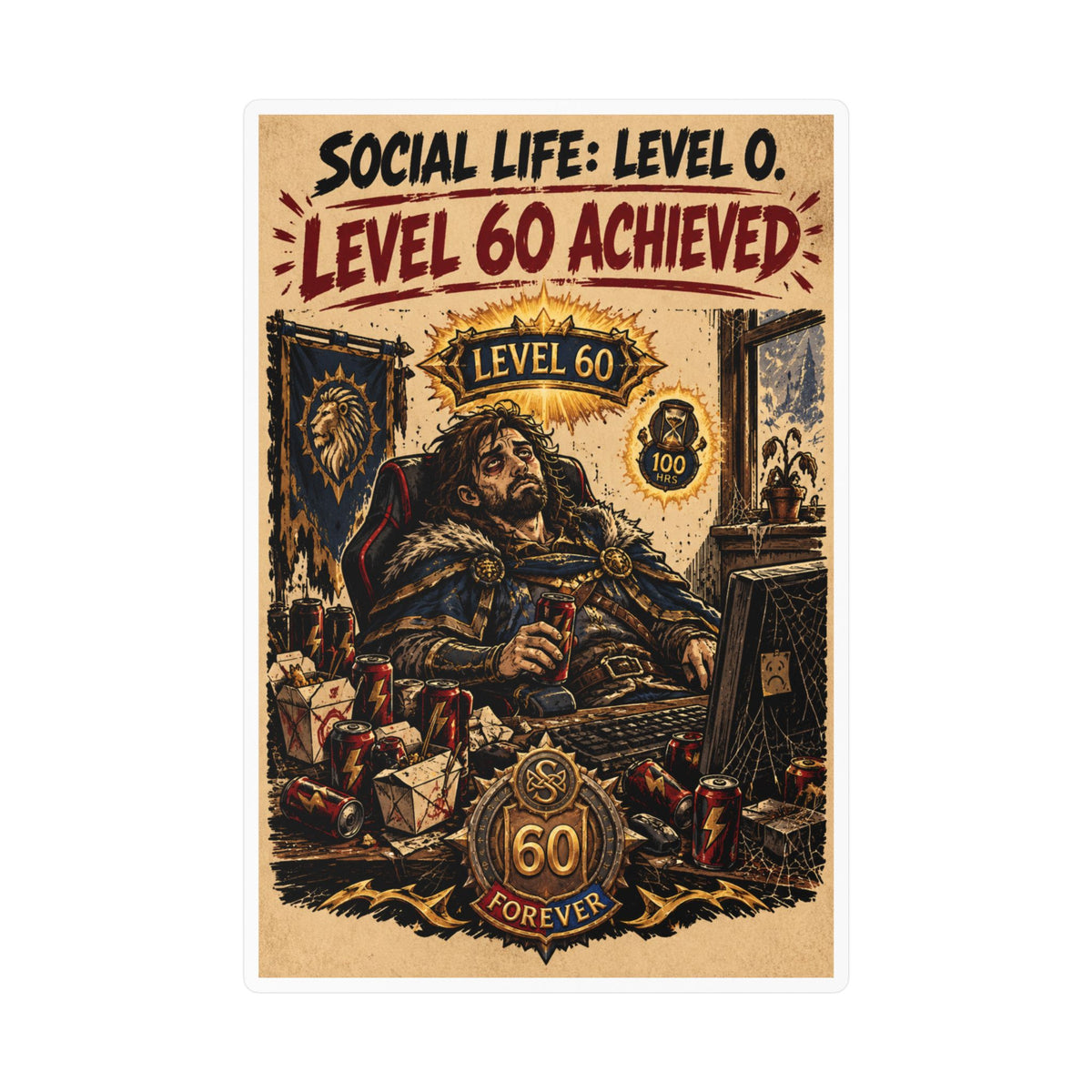Level 60 Achieved (Red) – Poster Decal